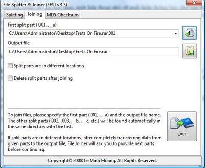 FFSJ: Schnellster File Splitter und Joiner 3.3 - Software zum Teilen und Verbinden kleiner Dateien