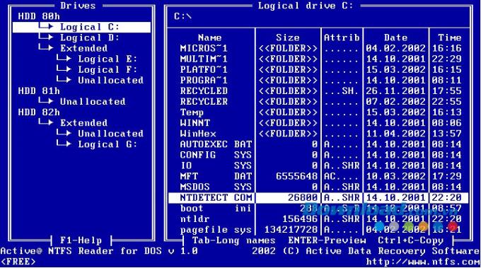 Видит ли dos ntfs