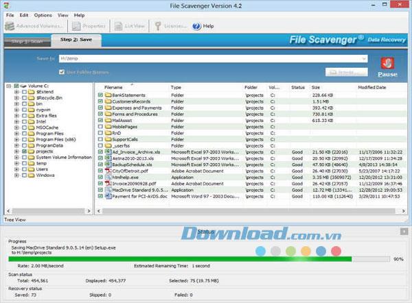 File Scavenger 4.2 - Systemdaten wiederherstellen
