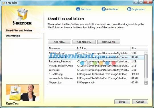 EgisTec Shredder 2.0 - Outil pour fractionner rapidement les données