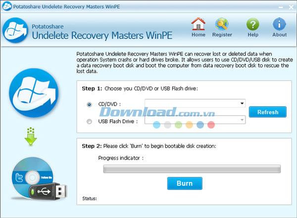 Potatoshare Undelete Recovery Masters WinPE 4.1 - Utilitaires pour récupérer rapidement les données perdues