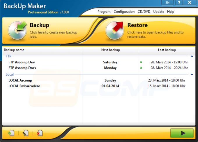 BackUp Maker 7.3.0.5 - Outil de sauvegarde de données professionnel