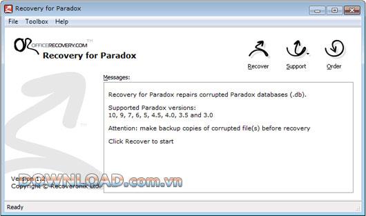 Recovery for Paradox - Récupérer la base de données de Corel Paradox