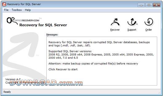 Recovery for SQL Server - Récupérer la base de données de SQL Server