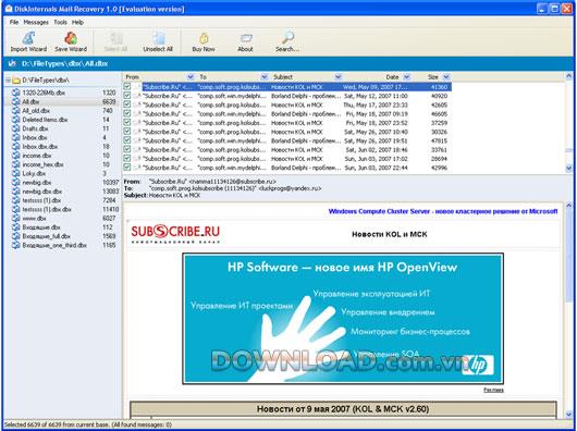 DiskInternals Mail Recovery - Stellt die Datenbank von Microsoft Outlook wieder her DiskInternals Mail Recovery - Stellt die Datenbank von Microsoft Outlook wieder her