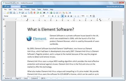 Element WordPro 1.0 - Logiciel pour créer des rapports, des lettres, ...