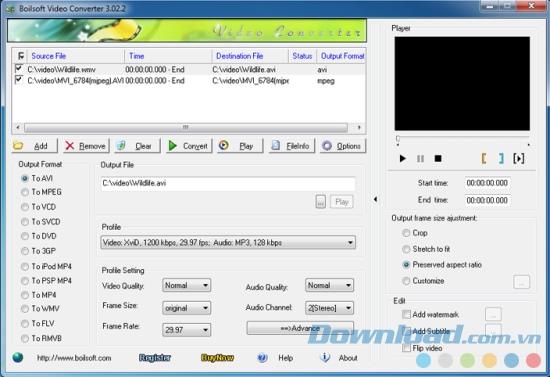 Boilsoft Video Converter 3.02.2 - Software zum Konvertieren von Videoformaten