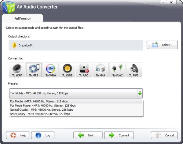 AV Audio Converter 5.6.1 - Logiciel pour convertir les formats de musique