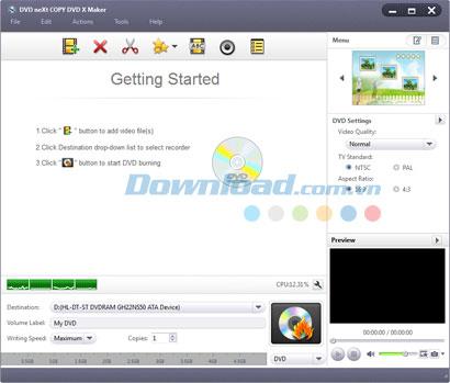 DVD neXt COPY DVD X Maker 7.0.1 - Einfache DVD-Brennsoftware