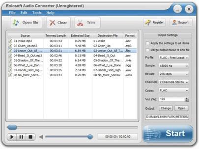 Eviosoft Audio Converter 1.5 - Logiciel pour convertir des fichiers audio