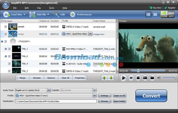 AnyMP4 MP4 Converter - Convertir une vidéo et un DVD en MP4
