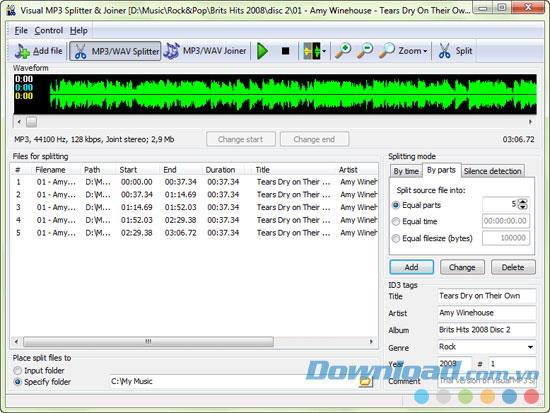 Visual MP3 Splitter & Joiner 6.1 - Fusionner et diviser les fichiers MP3 et WAV