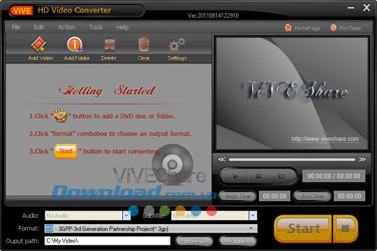 ViVE HD Video Converter 1.07.29 - Convertir le format vidéo HD