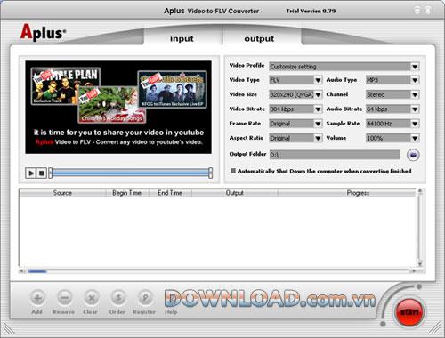 Aplus FLV Video Converter - Logiciel pour convertir des vidéos en FLV