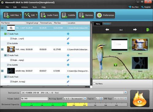Aiseesoft DivX to DVD Converter - Convertir des vidéos DivX en DVD