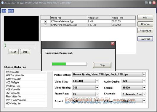 Convertisseur A123 3GP en AVI WMV DVD MPEG MP4 MOV - Convertir 3GP en vidéo