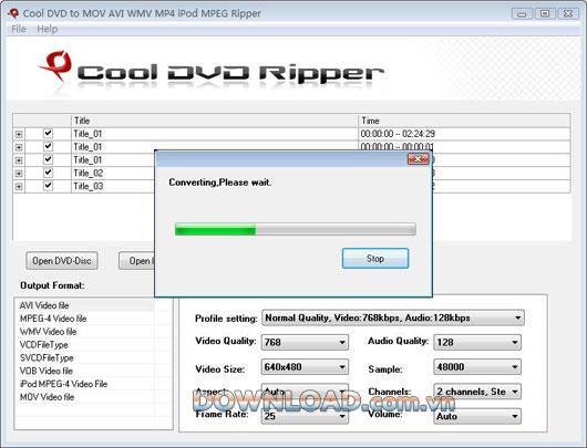 Cool DVD to MOV AVI WMV MP4 iPod MPEG Ripper - Rip DVD aux formats vidéo populaires