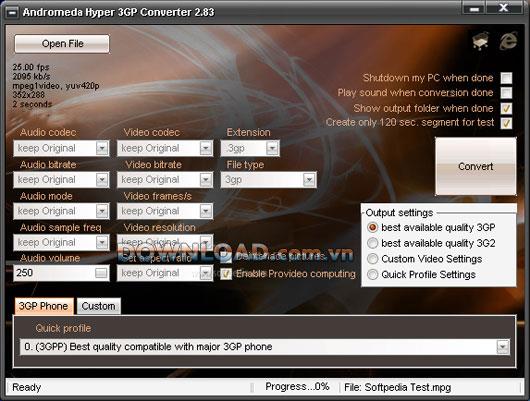 Andromeda Hyper 3GP Converter - Convertir la vidéo en 3GP