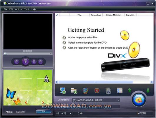 Joboshare DivX to DVD Converter - Convertir DivX en DVD