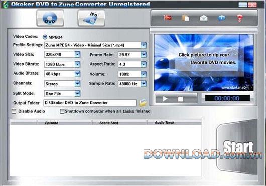 Okoker DVD to Zune Converter - Convertir un DVD en Zune