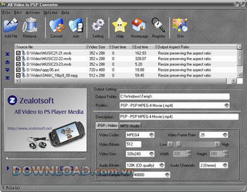 All Video to PSP Converter - Convertir des vidéos en PSP