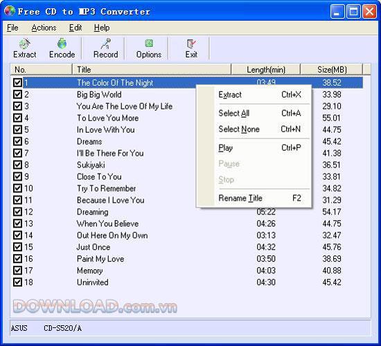 Free CD to MP3 Converter 5.1 - Logiciel pour graver un CD, convertir un CD en MP3