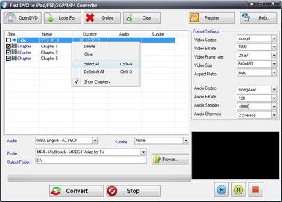 Convertisseur rapide DVD vers iPod PSP 3GP MP4