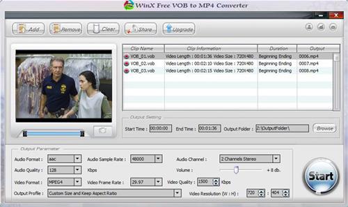 Convertisseur VOB en MP4 gratuit WinX