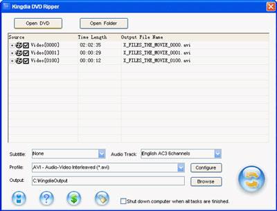 Kingdia DVD Ripper - Logiciel pour convertir un DVD au format vidéo