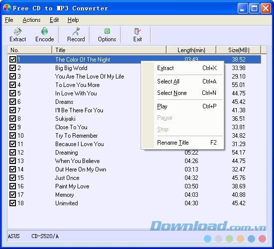 Free CD to MP3 Converter 5.0 - Extraire un CD et le convertir en MP3 gratuitement