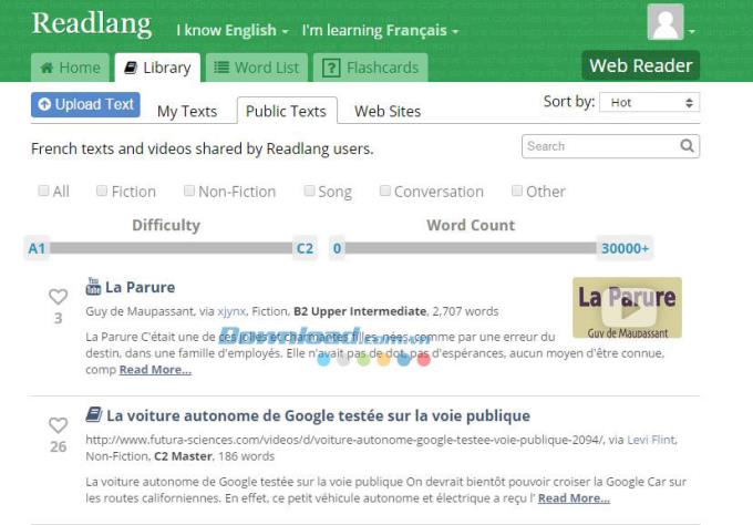 Readlang - Sitio web para aprender idiomas extranjeros