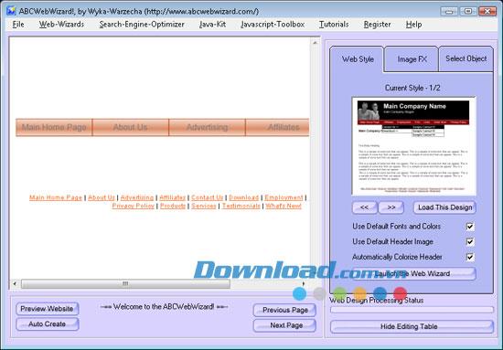 ABCWebWizard 1.1 - Leistungsstarkes Webdesign-Tool