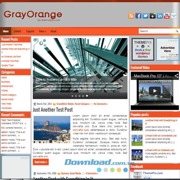 GrayOrange - Persönliche WordPress-Designvorlage