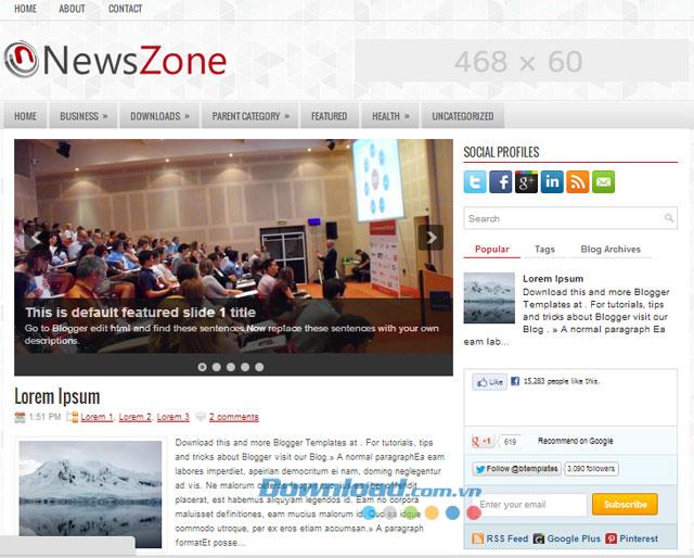 NewsZone - Kostenlose Vorlage für Nachrichtenthemen