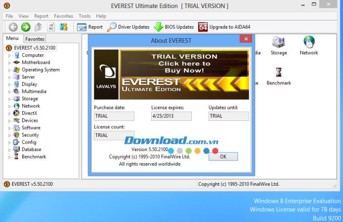 Everest Ultimate Edition v5.50.2100 - Dienstprogramm zum Überprüfen der Computerkonfiguration