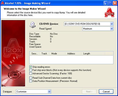 Alkohol 120% 2.0.2.5830 - Ein Tool zum Erstellen eines virtuellen CD / DVD-Laufwerks