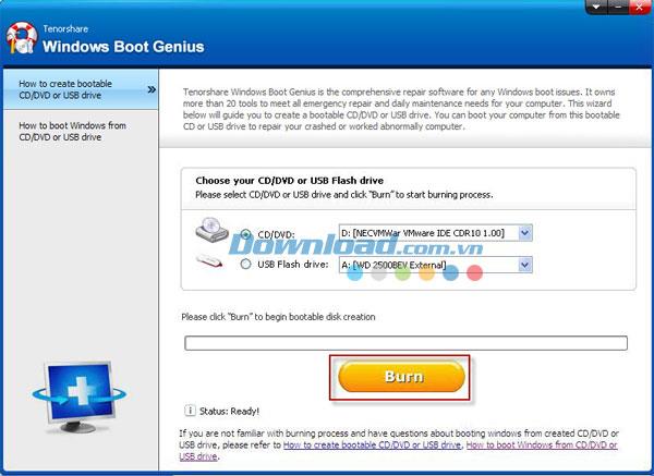 Tenorshare Windows Boot Genius 2.0.0.1 - Starten Sie Ihren PC von CD, DVD oder USB