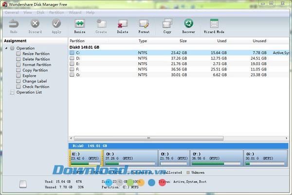 Wondershare Disk Manager Free 1.0.0 - Kostenloses Partitionsverwaltungstool