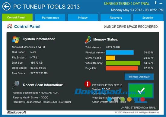 PC TuneUp Tools 2013 8.0.046 - Bereinigen, reparieren und steigern Sie die Computerleistung