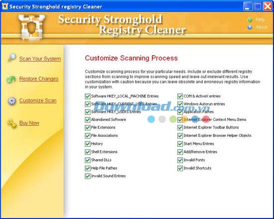Security Stronghold Registry Cleaner - Software zum Bereinigen der Registrierung