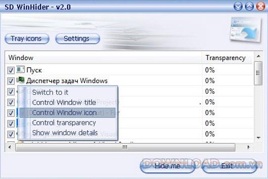 SD WinHider - Ein beliebiges Fenster auf dem Desktop ausblenden / erneut öffnen