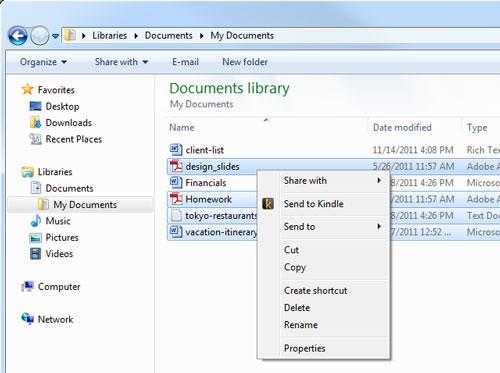 An Kindle senden 1.1.1.250 - Senden Sie ein Dokument über das Windows-Kontextmenü an Kindle