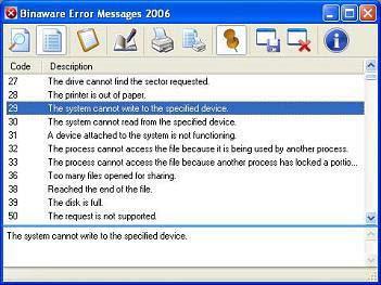 Binaware-Fehlermeldungen 2006 R1 - 1.0.0.26 - Überprüfen Sie die Windows-Fehlercodes