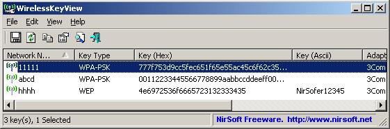 WirelessKeyView 2.05 - Stellt den auf dem PC gespeicherten WLAN-Schlüssel wieder her