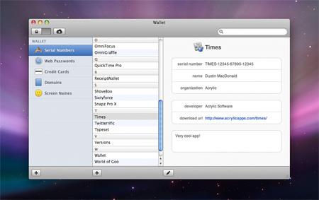 Wallet para Mac OS X 3.1.3 - Seguridad de datos para Mac