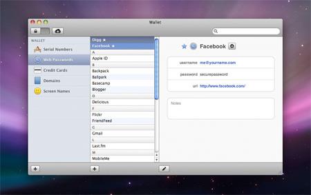 Wallet para Mac OS X 3.1.3 - Seguridad de datos para Mac
