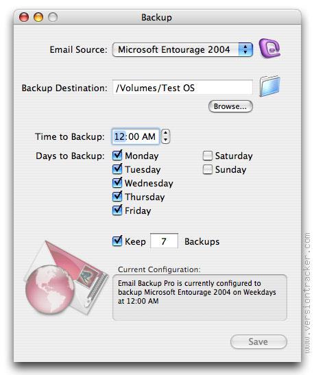 Email Backup Pro für Mac 2.7.2 - Anwendung zum Sichern von E-Mails auf Mac