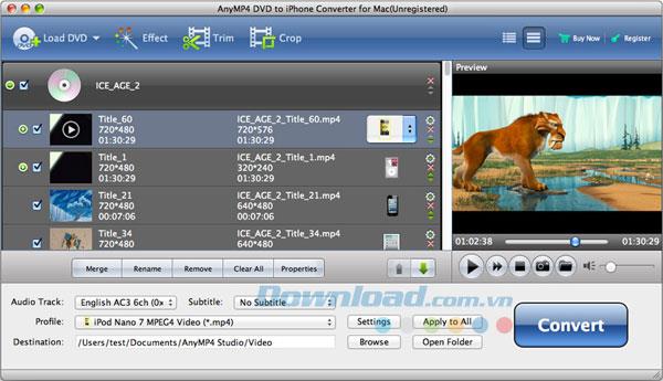 AnyMP4 DVD zu iPhone Konverter für Mac 6.2.20 - Konvertieren Sie DVD zu iPhone