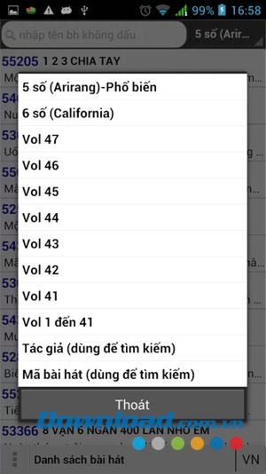 Karaoke Viet pour Android 1.0 - Recherche de chansons de karaoké