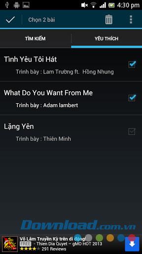 Songtexte für Android 1.0 - Suche nach den Texten